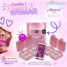 Power woman X 4 NUEVA PRESENTACIÓN, ¡AHORA CON MACA! COMBO 1 (4 Sobres 16 pastillas + Lubricante en sobre) Envío gratis!!