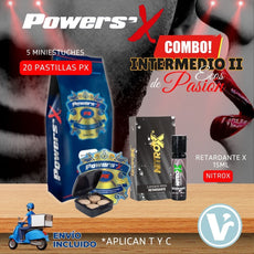 **!Nuevo¡ Power Sex COMBO INTERMEDIO II: Ecos de Pasión (5 mini estuches 20 Pastillas + 1 Retardante 15ml) ¡Envío incluido*Aplican tyc*