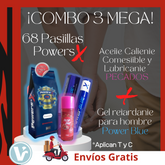 COMBO 3 MEGA Powers’X (68 tabletas) + Aceite Caliente Comestible + Gel retardante Powers’X Blue -! ¡Envío GRATIS!