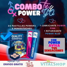 COMBO Power ¡TÚ y YO! - 24 pastillas + Retardante Blue + Lubricante Pink ¡ENVÍO GRATIS!
