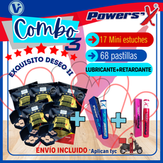 COMBO 3 "EXQUISITO DESEO II": 17 mini estuches (68 Pastillas Power'Sx) + Aceite caliente + Gel Retardante *¡Envío Incluido! *Aplican TyC