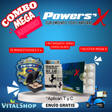 Combo MEGA AHORRO Powers’X  (80 tabletas)+ Gel/Spray Retardante ¡¡¡Envío Gratis!!!