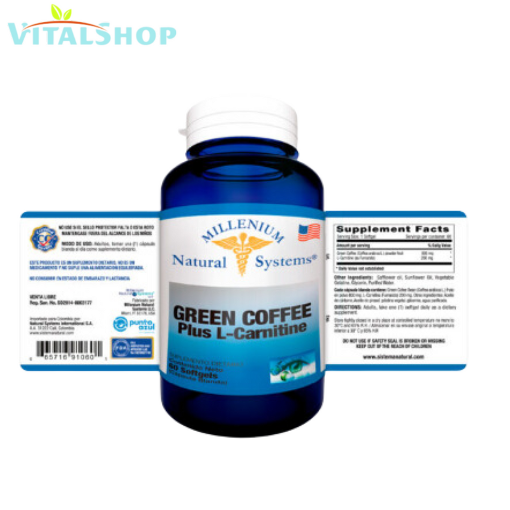 Green Coffee Plus (Extracto Caf Verde) + L Carnitina 60 Softgels "N VitalShop Colombia Green Coffee Plus (Extracto Caf Verde) + L Carnitina 60 Softgels "N VitalShop Colombia