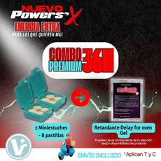 **POWER SEX EXTRAENERGÍA - COMBO PREMIUM 36H (2 mini estuches 8 pastillas+ Retardante Delay for men Gel) ENVÍO INCLUIDO*Aplican T&C*