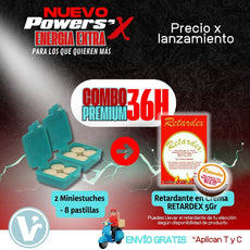 POWER SEX EXTRAENERGÍA - COMBO PREMIUM 36H (2 miniestuches 8 pastillas+ Retardante Crema o Spray) ENVÍO GRATIS !!