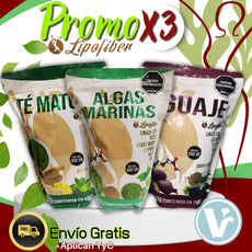 Lipofiber PROMO X 3 (Té matcha+Algas marinas+Aguaje) Envío gratis *Aplican TyC