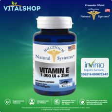 Vitamina E 1.000 IU + Zinc X100 Softgels "Natural System"