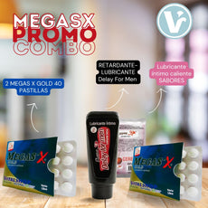 **PROMO MEGASEX (2 BLISTER 40 PASTILLAS+ RETARDANTE LUBRICANTE DELAY FOR MEN+ LUBRICANTE SABORES FLAVOR)*Envío Incluido*Aplican tyc