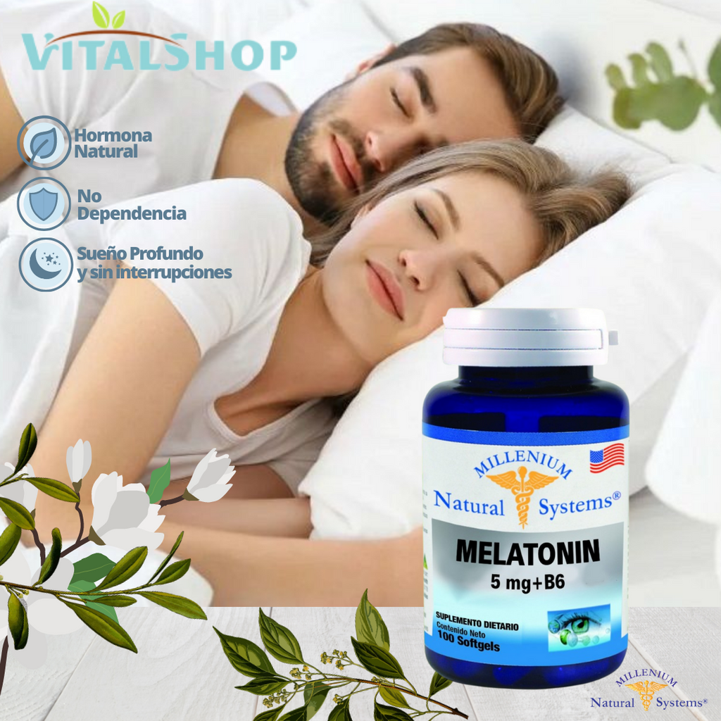 Melatonina 5mg + Sublingual - Supl. para dormir mejor X 100 Cap. "Natural System"