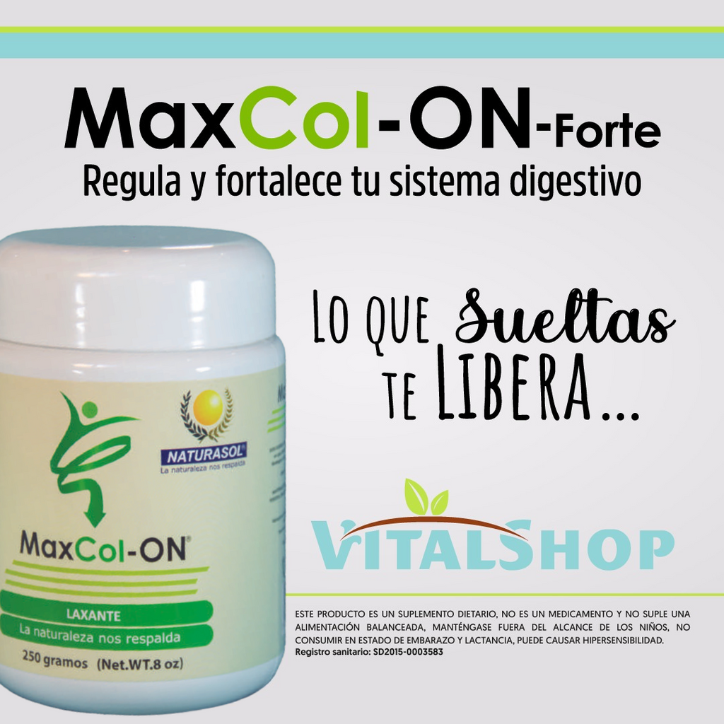 MaxCol-ON (Fortalece y Limpia el Colón) 250 grs - Fuente de fibra en polvo NATURASOL